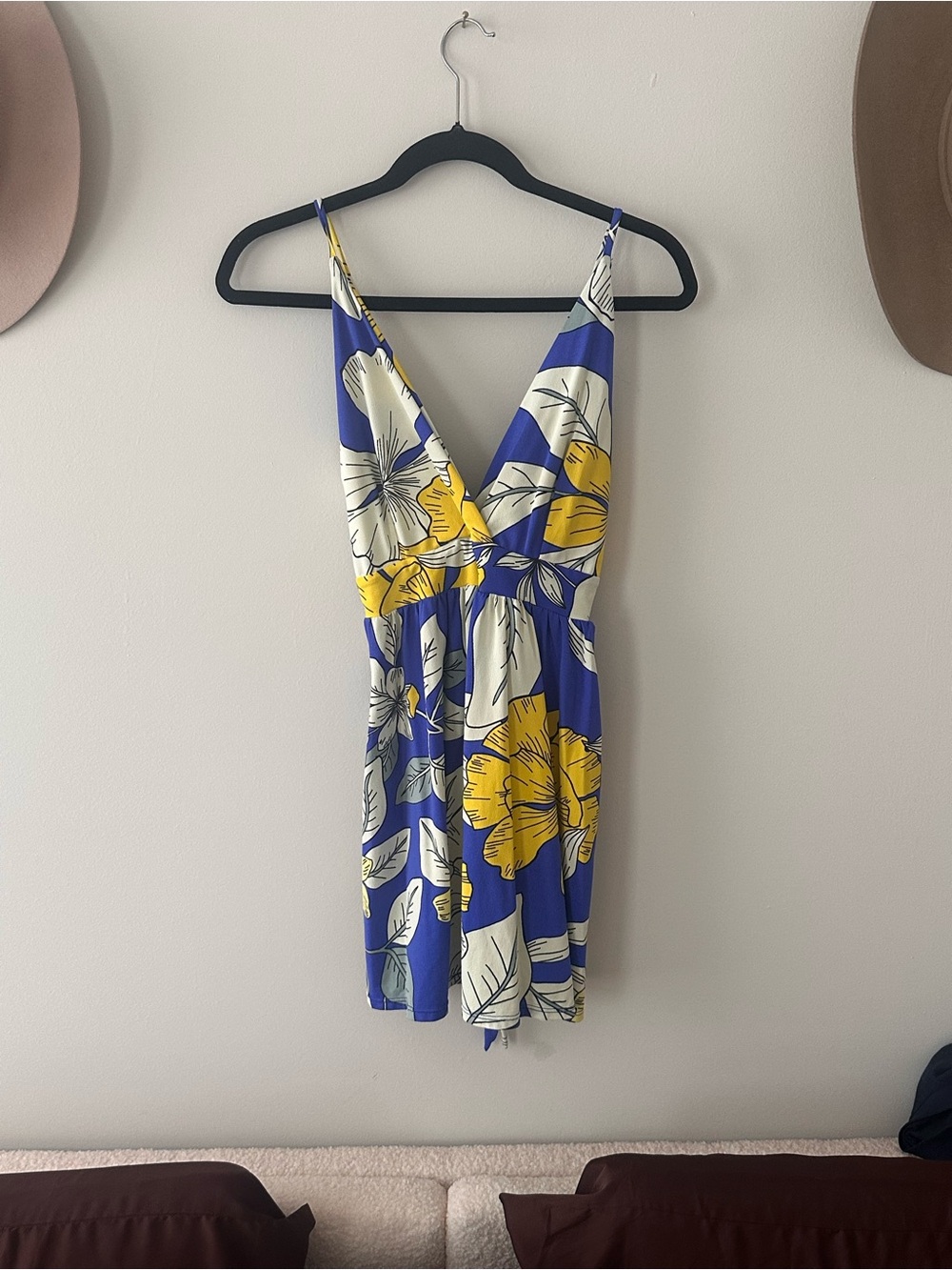 Maaji Royal Blue Floral Dress with Yellow & Cream Accents